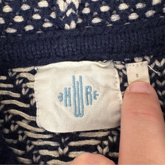 Anthropologie HWR Navy and White Patterned Women's Sweater - Picture 2 of 8